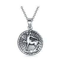 Bling Jewelry Sagittarius Zodiac Sign Astrology Horoscope Round Medallion Pendant Necklace Sterling Silver