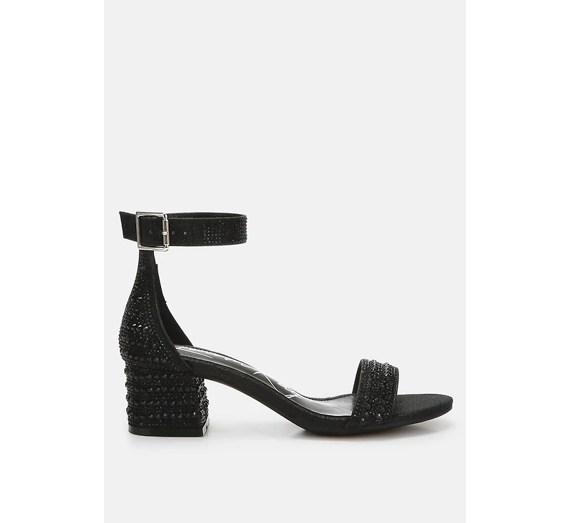 Twerky Rhinestones Embellished Block Sandals