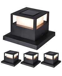 Maggift 4 Pack Solar Post Lights: Outdoor Warm White