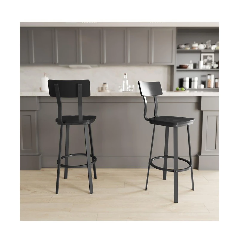 Restaurant Barstool With Wood Seat & Back And Powder Coat Frame