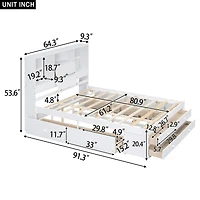 Streamdale Queen Size Platform Bed with Storage Headboard and 8 Drawers, White