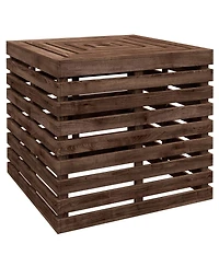 Outsunny Outdoor Storage Box for Umbrella Base, Wooden End Table