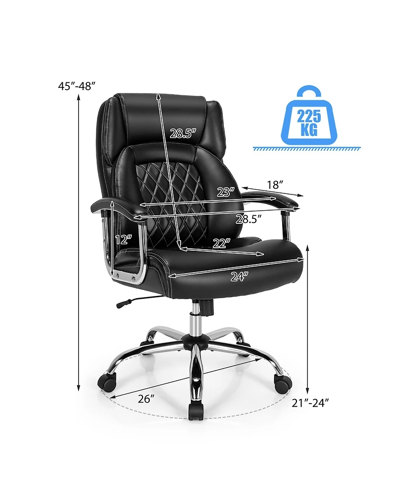 Gymax 500LBS High Back Big & Tall Office Chair Adjustable Leather Task Chair