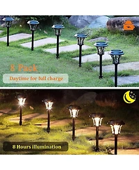 Maggift 8 Pack Solar Pathway Lights, 25 Lumen, Stainless Steel & Glass