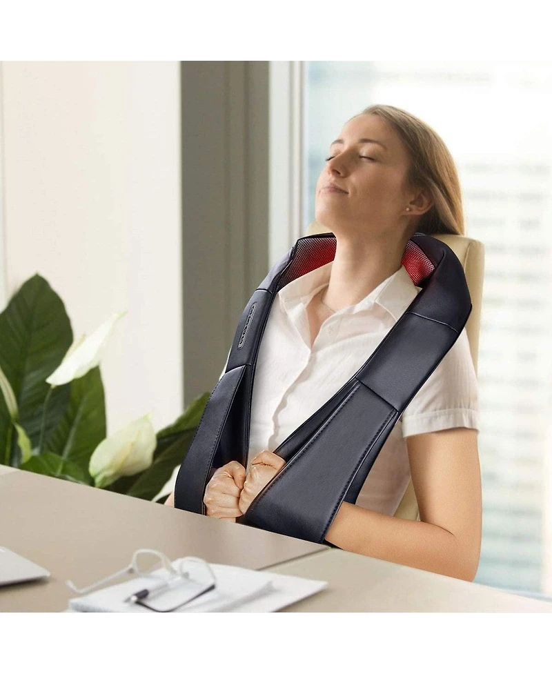 Slickblue Electric Back and Neck Kneading Shoulder Massager with Heat Straps