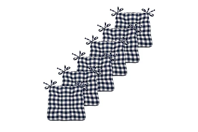 Kate Aurora Country Living Gingham Plaid Checkered Farmhouse Chair Cushion Pads