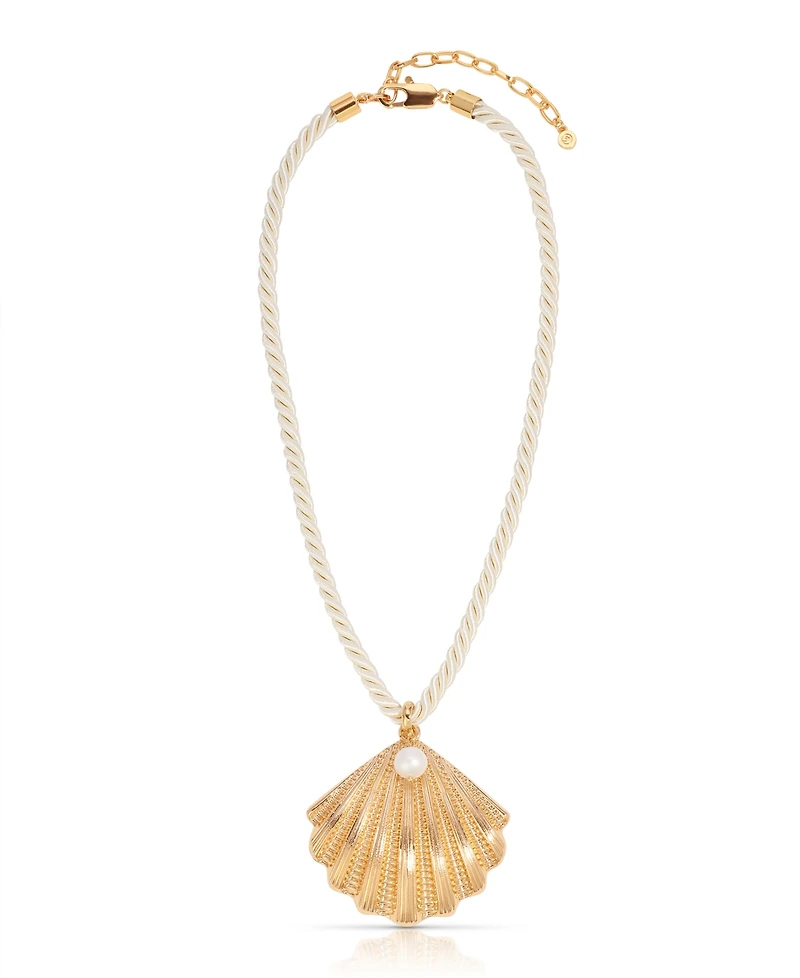 Ettika Silk Cord Scallop Shell Pendant Necklace