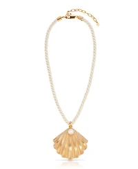 Ettika Silk Cord Scallop Shell Pendant Necklace