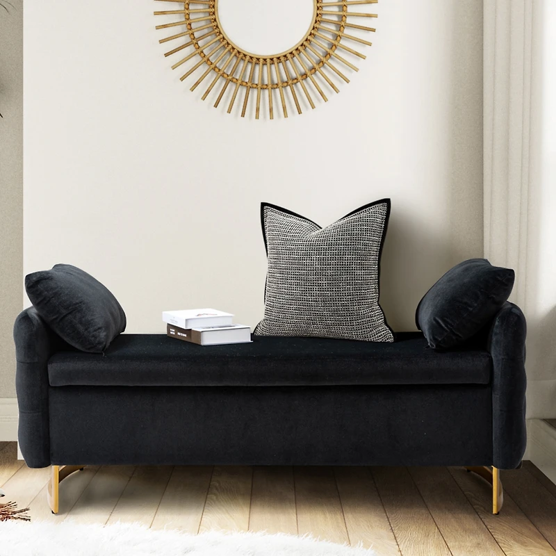 Hulala Home Robert Upholstered Flip Top Storage Bench with
