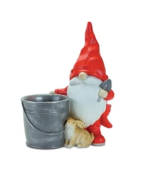 Slickblue Raincoat Garden Gnome Statue With Bucket Planter 24.75"h (Set of 2)