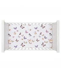 Lambs & Ivy Butterfly Dreams Breathable 100% Cotton Fitted Baby Crib Sheet