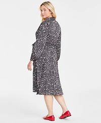 On 34th Women's Long-Sleeve Pleated Shirtdress
