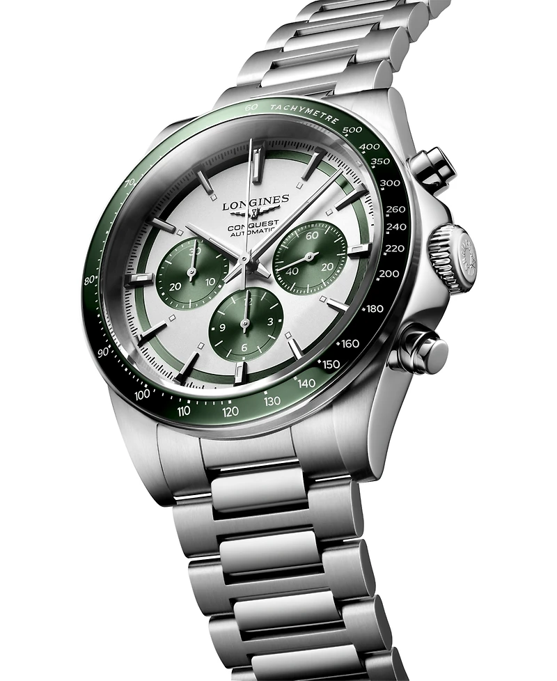 Longines Men's Swiss Automatic Chronograph Conquest Stainless Steel Bracelet Watch 42mm