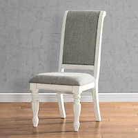 Streamdale Furniture Antique White Solid Wood Upholstered Dining Chairs, Set of 2