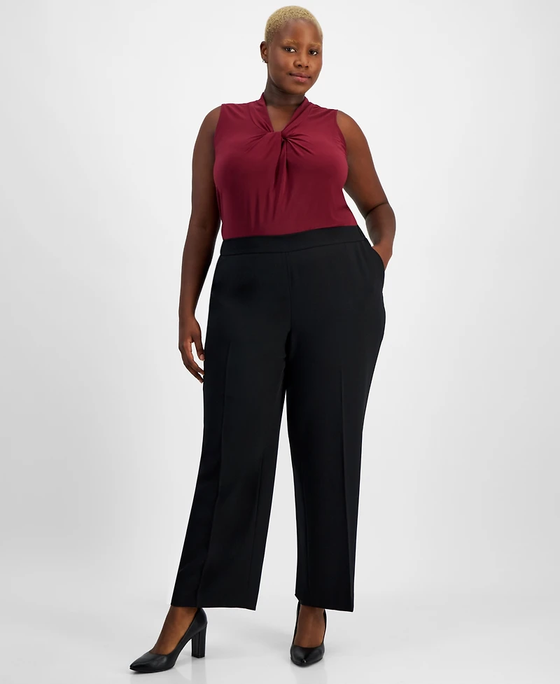 Kasper Plus Julia Satin Pull-On Pants