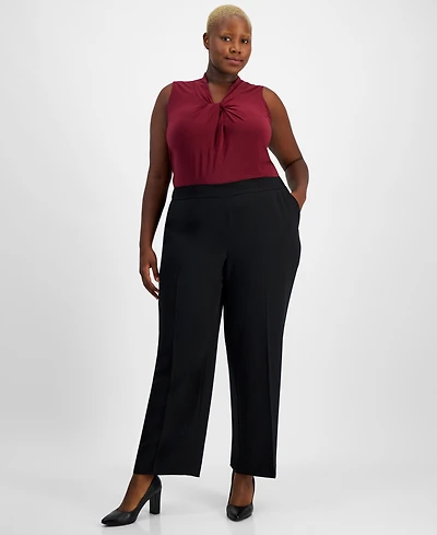 Kasper Plus Julia Satin Pull-On Pants