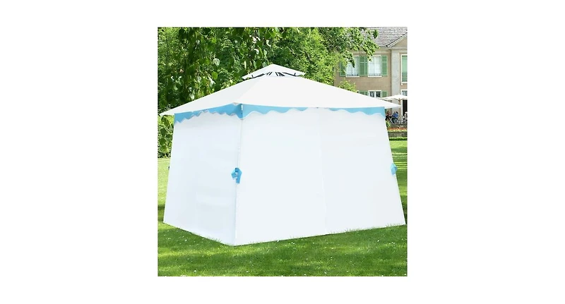 Slickblue 2-Tier 10' x 10' Patio Gazebo Canopy Tent w/ Side Walls