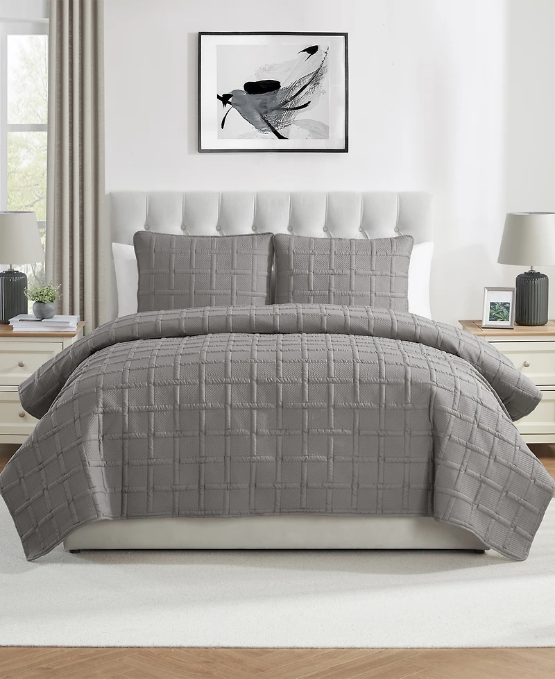 Vcny Home Solid Square 3-Piece Quilt Set