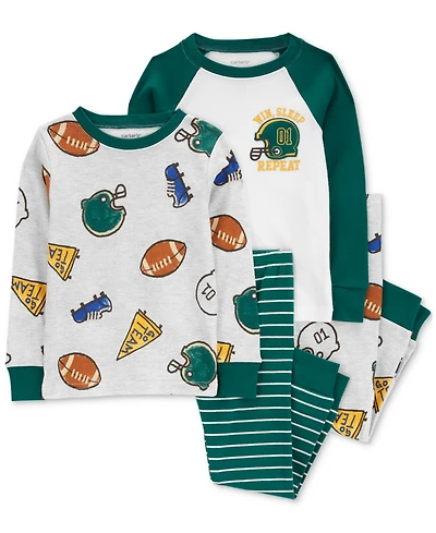 Carter's Toddler Boys Sports-Print 100% Snug-Fit Cotton Pajamas, 4 Piece Set