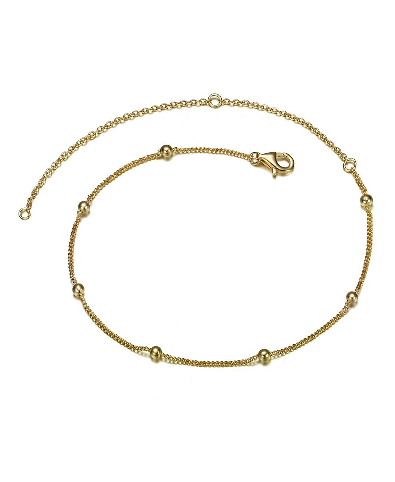 GiGiGirl Sterling Silver 14k Gold Plated Bead Link Anklet