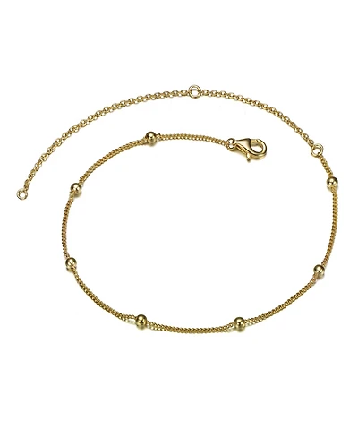 GiGiGirl Sterling Silver 14k Gold Plated Bead Link Anklet