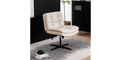 Streamdale Large Size Armless Home Office Desk Chair Vanity Chair No Wheels