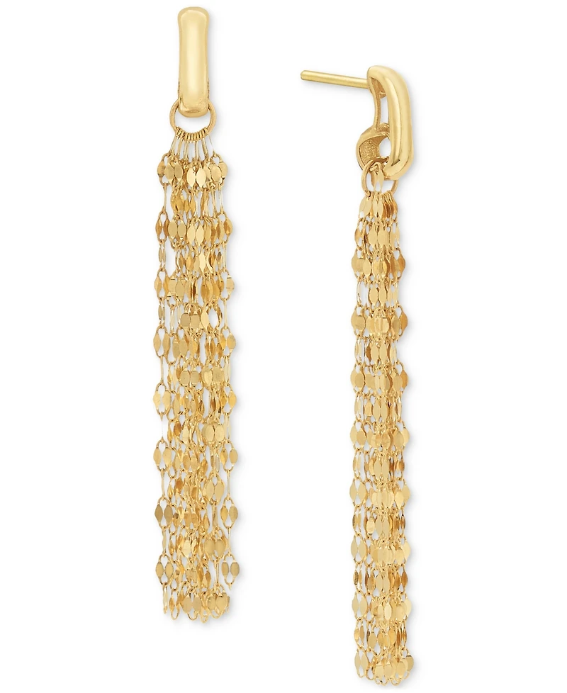 Mirror Chain Multi-Strand Linear Drop Earrings in 10k Gold