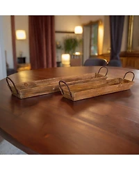 Slickblue Wooden Tray With Handles (Set of 2)