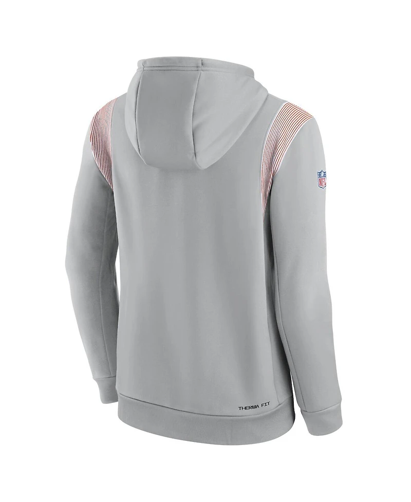 Nike Men's Gray Denver Broncos Sideline Athletic Stack Performance Pullover Hoodie