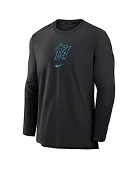 Nike Men's Black Miami Marlins Authentic Collection Player Performance Pullover Sweatshirt