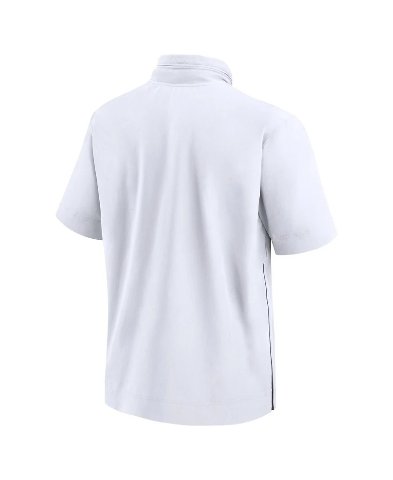 Jordan Men's White Michigan Wolverines 2024 Sideline Coach Short Sleeve Half-Zip Hoodie Jacket