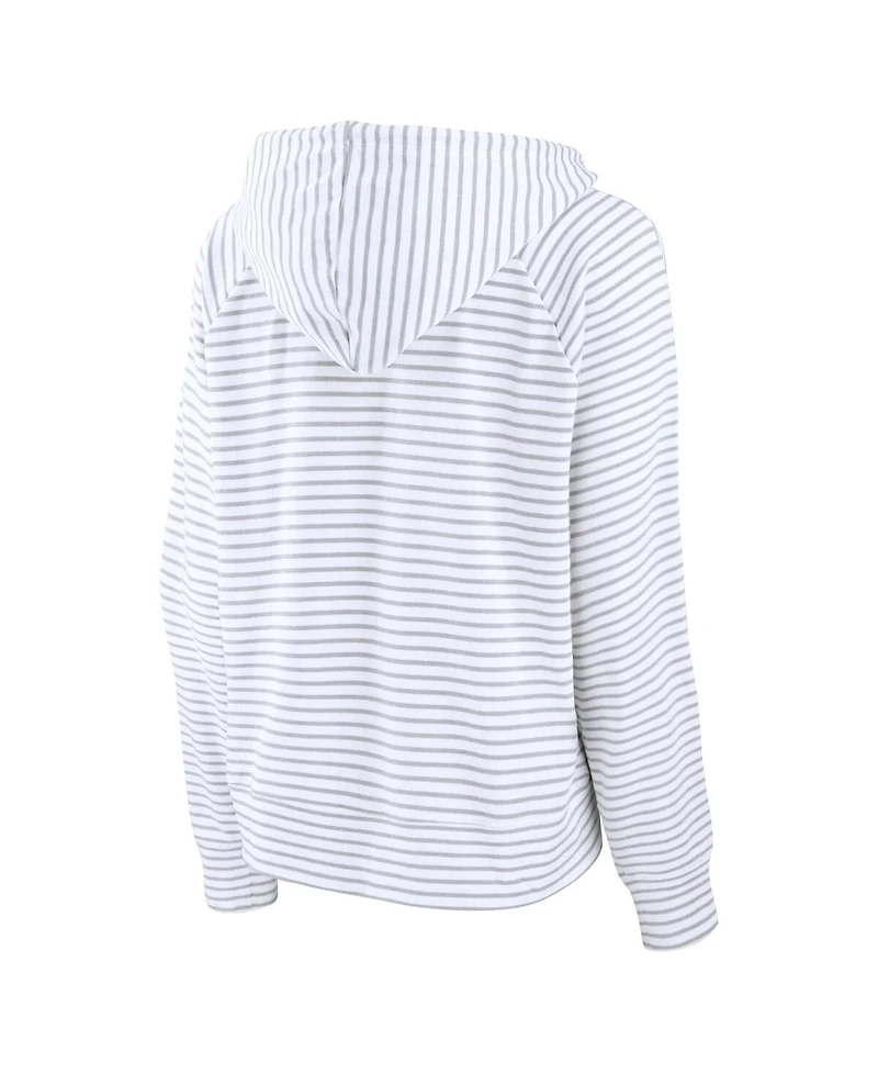 Fanatics Women's White/Gray Tennessee Titans Striped Notch Neck Pullover Hoodie