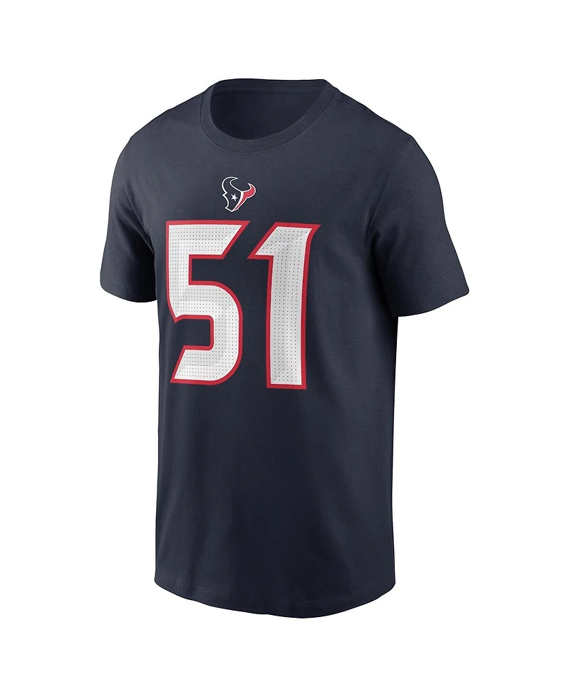 Nike Men's Will Anderson Jr. Navy Houston Texans Player Name Number T-Shirt