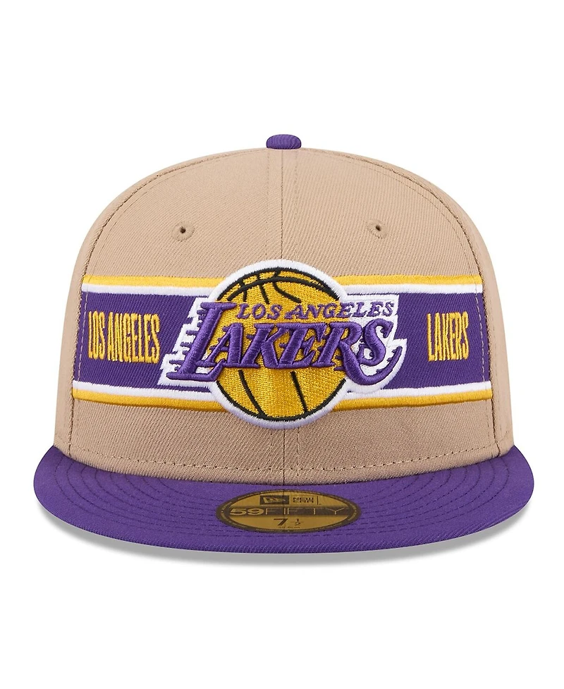 New Era Men's Tan/Purple Los Angeles Lakers 2024 Nba Draft 59FIFTY Fitted Hat