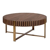 Streamdale Furniture Modern Wood Coffee Table with Stainless Steel Pedestal Base