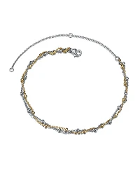 GiGiGirl Sterling Silver Two-Tone Entwined Double-Layer Chain Anklet