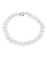 Bling Jewelry Classic Simple 7.5 8 Mm White Freshwater Cultured Pearl Hand Knotted Strand Bracelet Sterling Silver 7 Inch