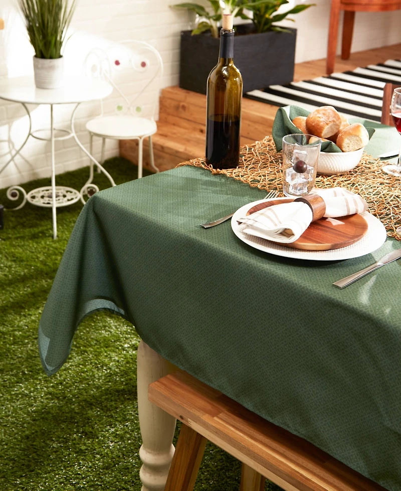 Design Imports Tonal Lattice Print Outdoor Tablecloth, 60x84 Inches
