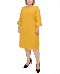 Ny Collection Plus 3/4 Length Sleeve Textured Knit Dress