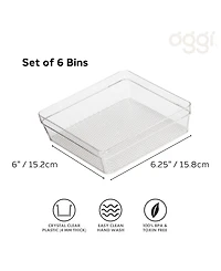 Oggi - Set of 6 - 6" X 6.25" Clear Drawer Organizer