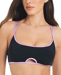 Red Carter Women's Contrast-Binding Cross-Strap Bralette Bikini