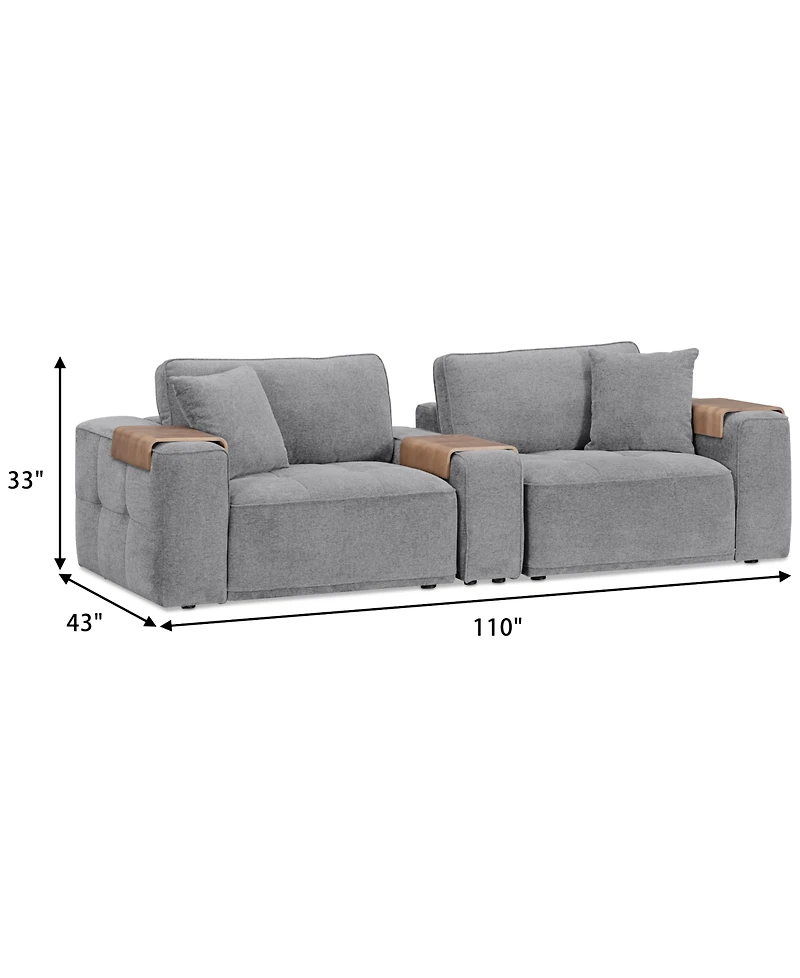 Nycolle 3-Pc. Modular Fabric Sofa with Console, Created for Macy's