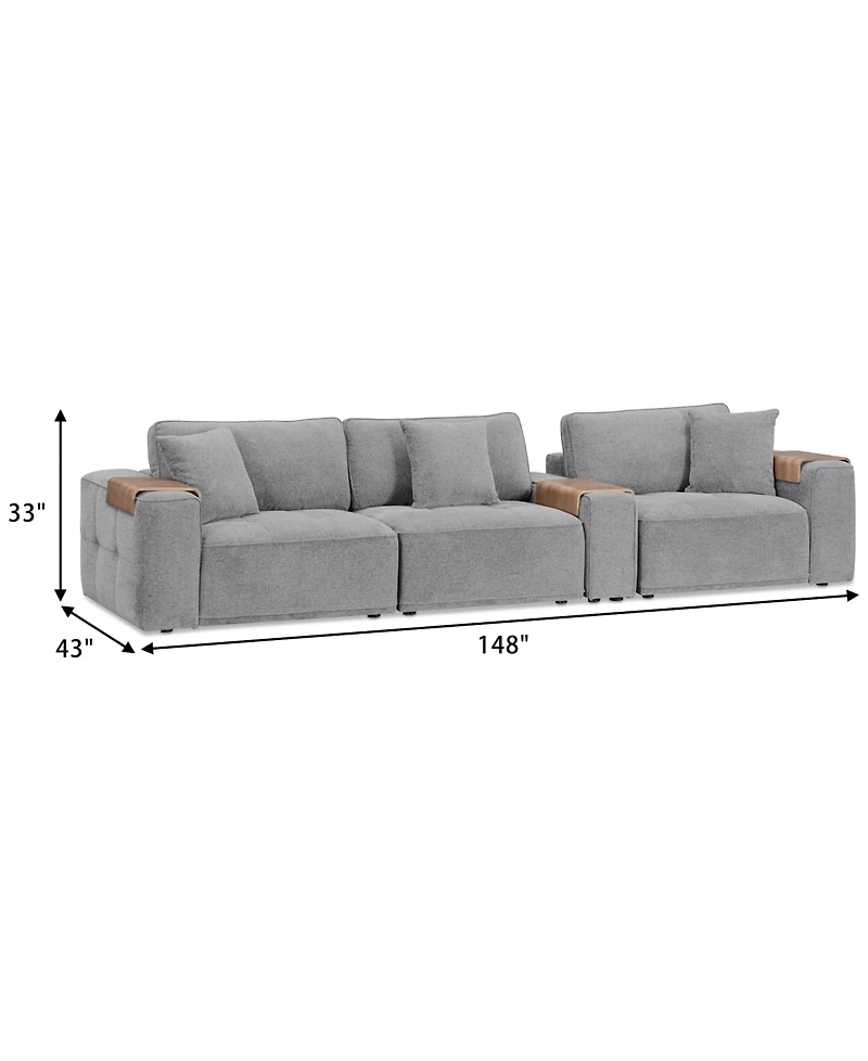 Nycolle 4-Pc. Modular Fabric Sectional with Console, Created for Macy's