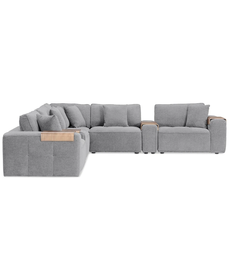 Nycolle 7-Pc. Modular Fabric L-Shape Sectional with 2 Consoles, Created for Macy's