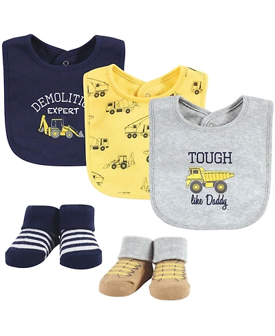 Hudson Baby Boys Soft Cotton Bib and Sock Pair