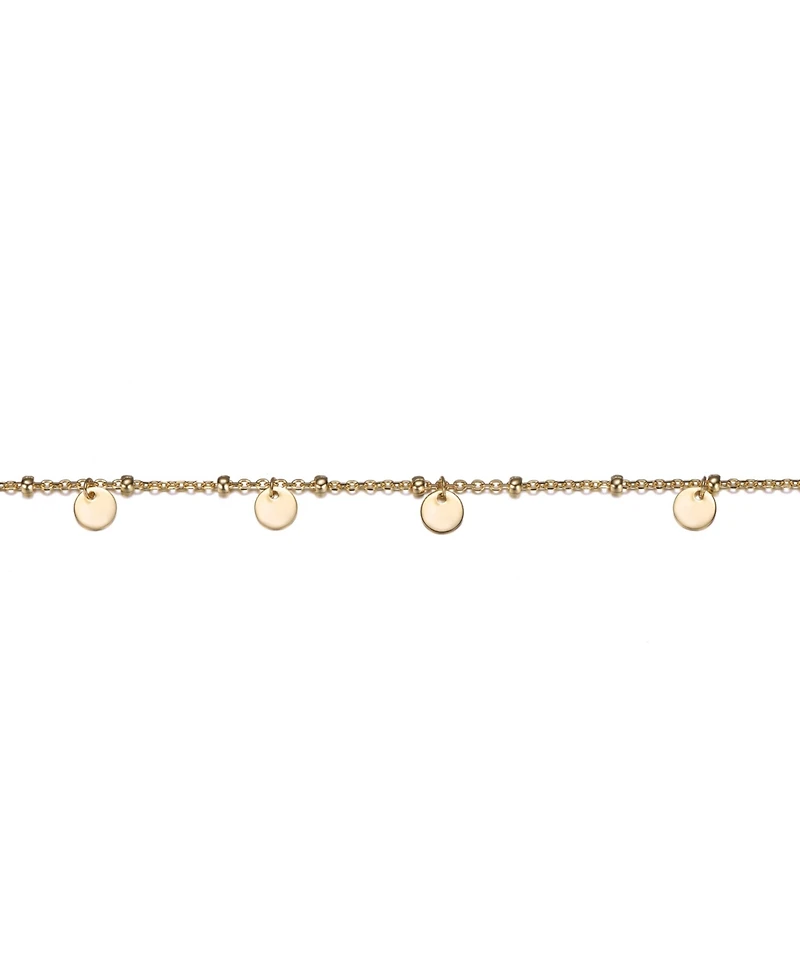 GiGiGirl Sterling Silver 14k Gold Plated Circle Disc Dangle Charm Anklet