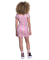 With Jules Big Girls Ruched Square-Neck Mesh Dress