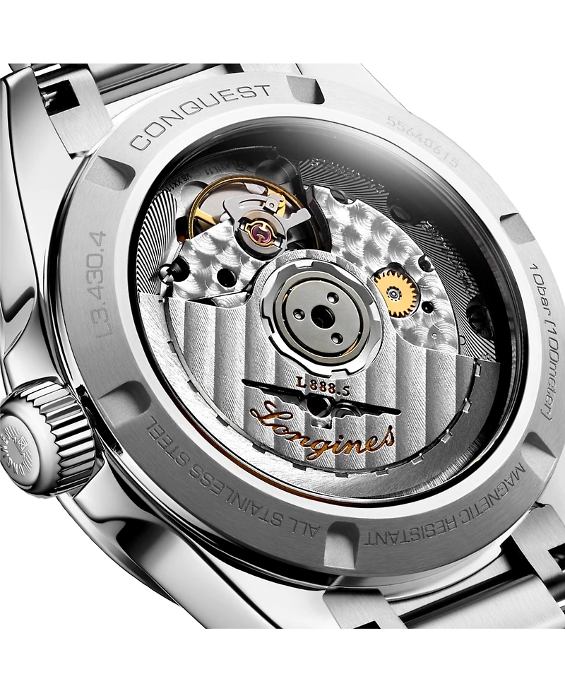 Longines Women's Swiss Automatic Conquest Stainless Steel Bracelet Watch 34mm