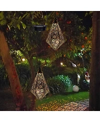 2-Pack Solar Hanging Lantern Lights Waterproof Garden Decor - Warm white