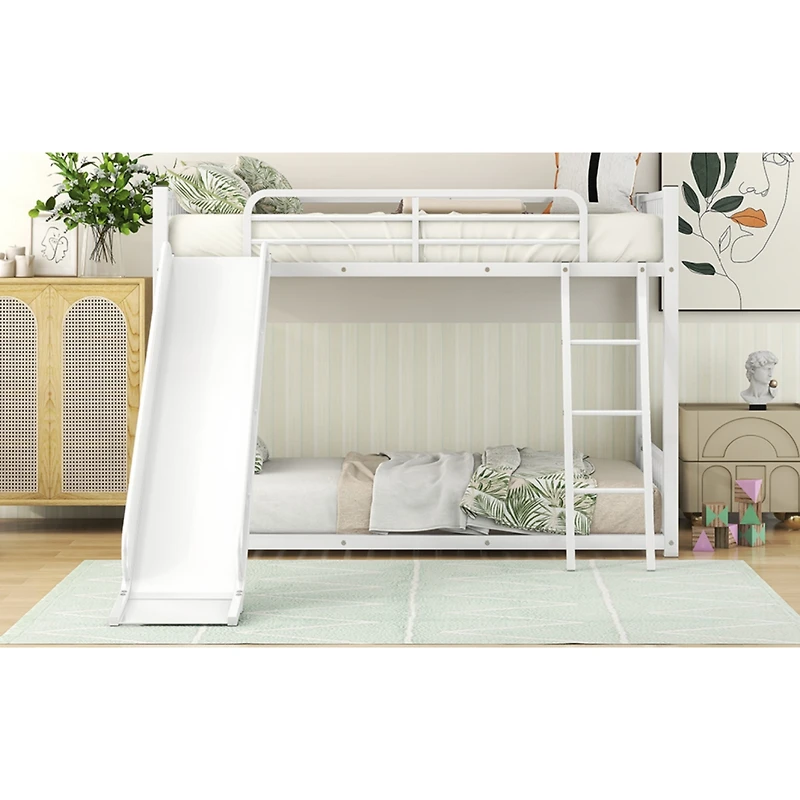 Streamdale Metal Bunk Bed With Slide, Twin Over